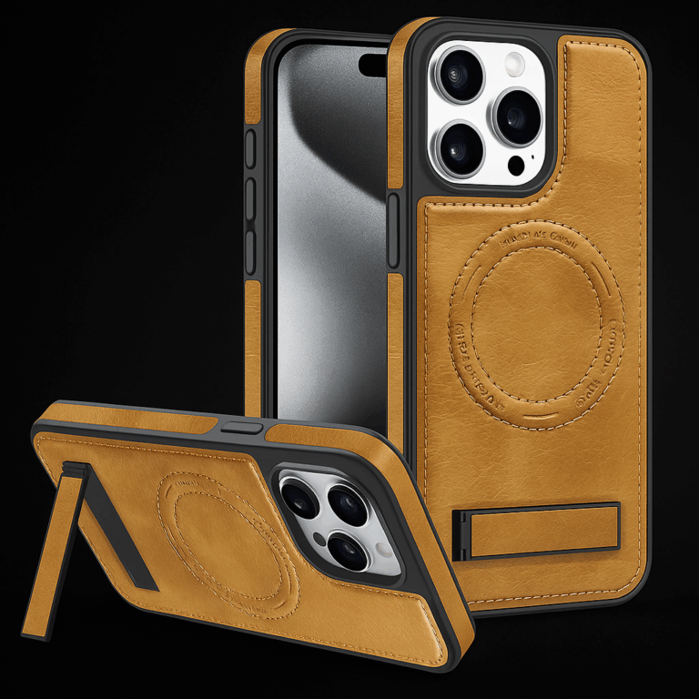 vizcome Rugged Magnetic Holder Phone Case for iPhone 16 Pro Max 15 Plus 14 13 11 for Samsung S24 Ultra Leather Shockproof Defender Cover
