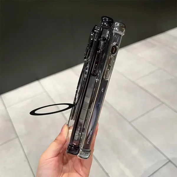 Luxury Plating PC Magnetic With Metal Holder Case Shockproof Airbag 6