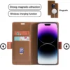 Magnetic PU Leather Flip Wallet Case with Wireless Charging – For iPhone 11 to 16 Pro Max