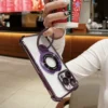 Luxury Plating PC Magnetic With Metal Holder Case Shockproof Airbag 7