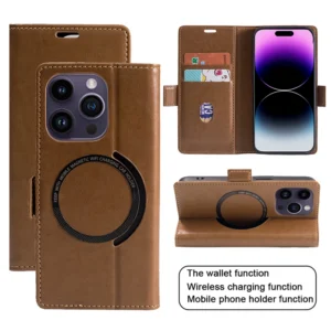 vizcome iphone leathwer case flip brown
