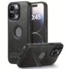 PU leather case for iPhone 12 to 16 Pro Max black