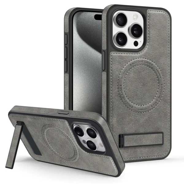 Magnetic Leather Shockproof gray
